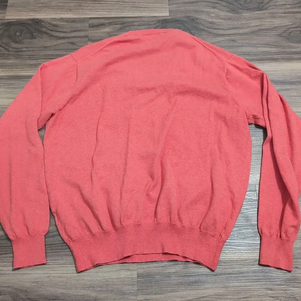 Peter Millar Sweater Men L Luxe Blend 95% Cotton 5%Cashmere V-Neck‎ 1912 Dog S1